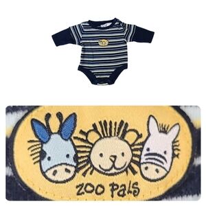 Baby Connection Vintage Zoo Pals Longsleeve Onsie in Blue, Size 0-3 Months